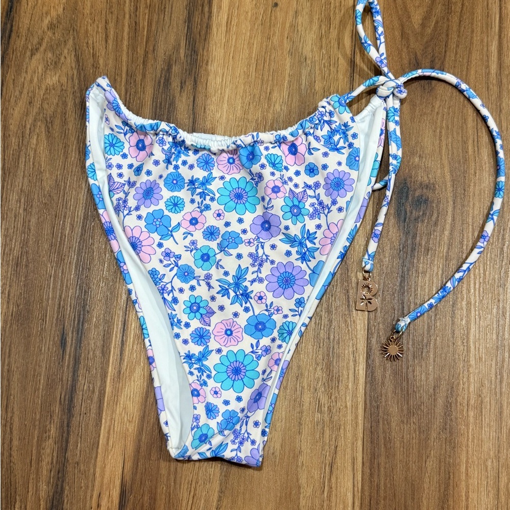 Blackbough Floral Tie-Side Bikini Bottoms - Blue & Pink